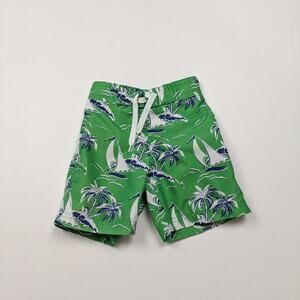 Janie and Jack Swim Trunks Boys Size 18-24m Green Sailboat